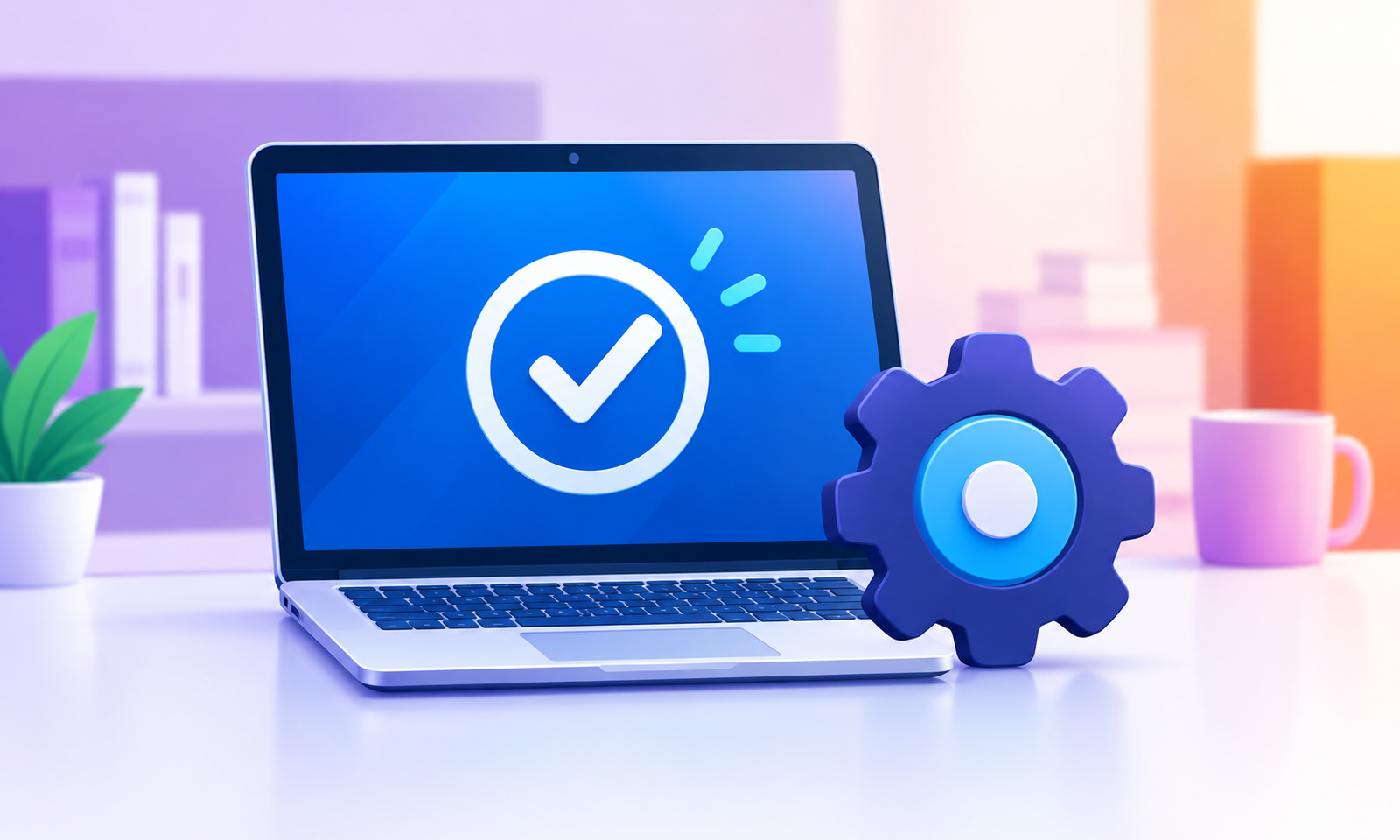 verified laptop and settings gear